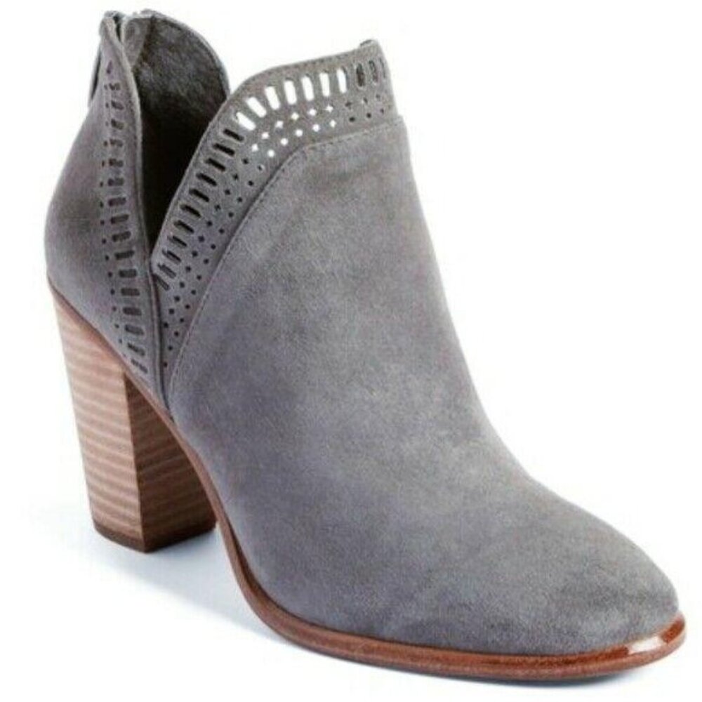 Vince Camuto Bootie Womens Size 11M Grey Fileana Split Shaft Suede Leather